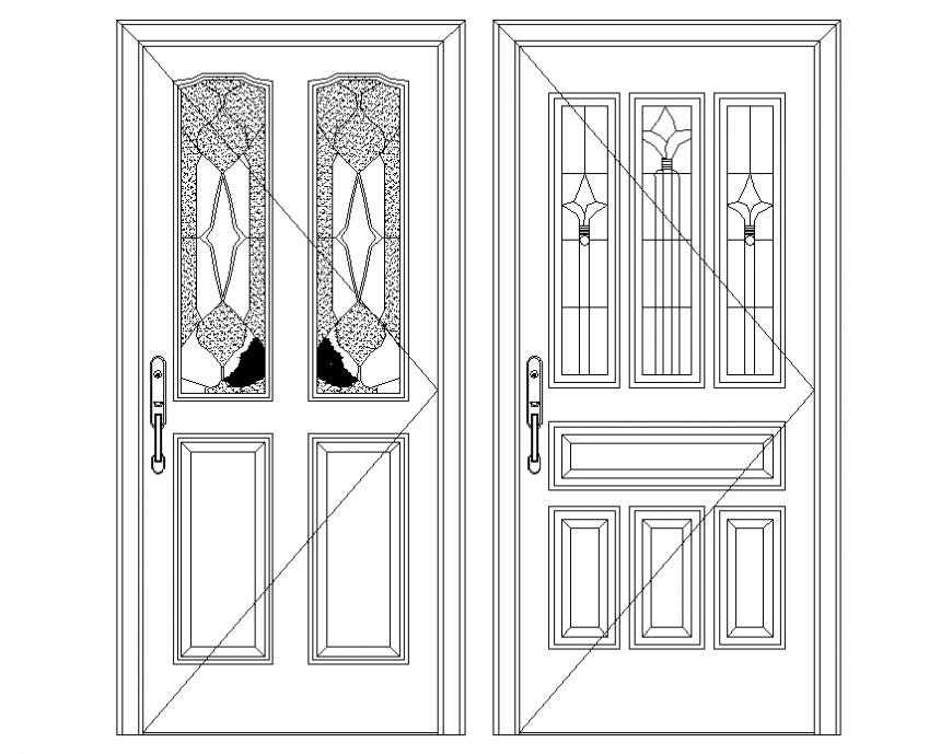Wooden material interior door detail dwg file