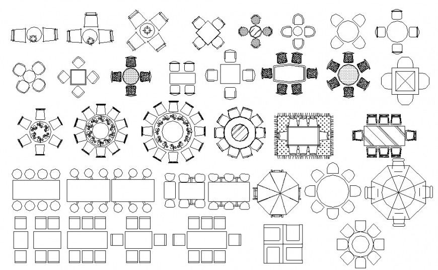 Wooden multiple dining table elevation blocks drawing details dwg file