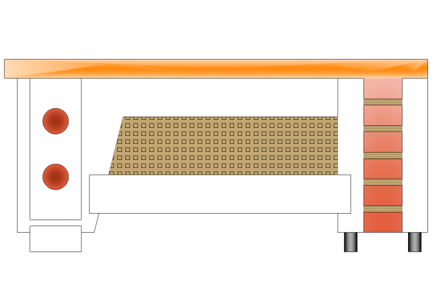 Wooden office table 2d elevation blocks cad drawing details dwg file