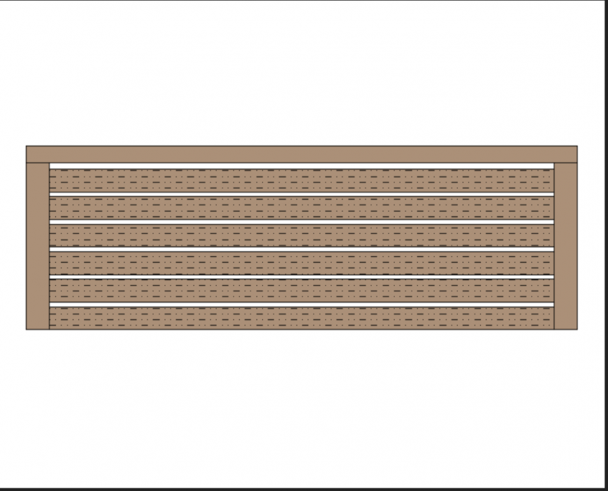Wooden park bench top view cad block design dwg file
