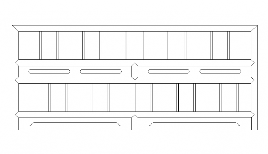 Wooden railing front elevation cad block details dwg file