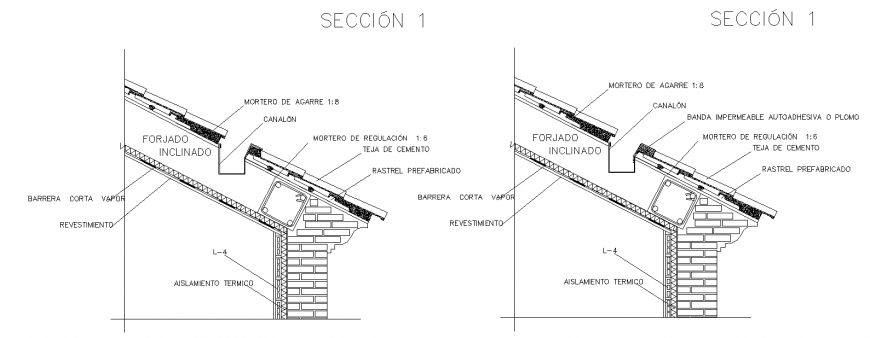 Wooden roof section detail drawing in dwg AutoCAD file.