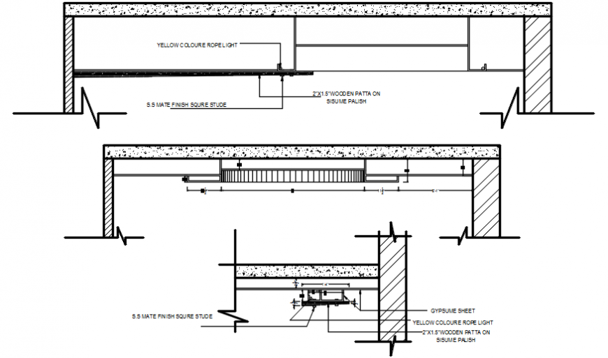 Wooden roof structure and finishes cad drawing details dwg file