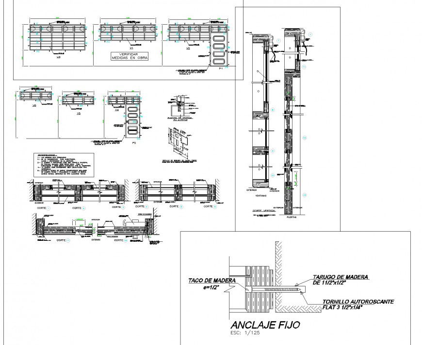 Wooden section of door plan autocad file
