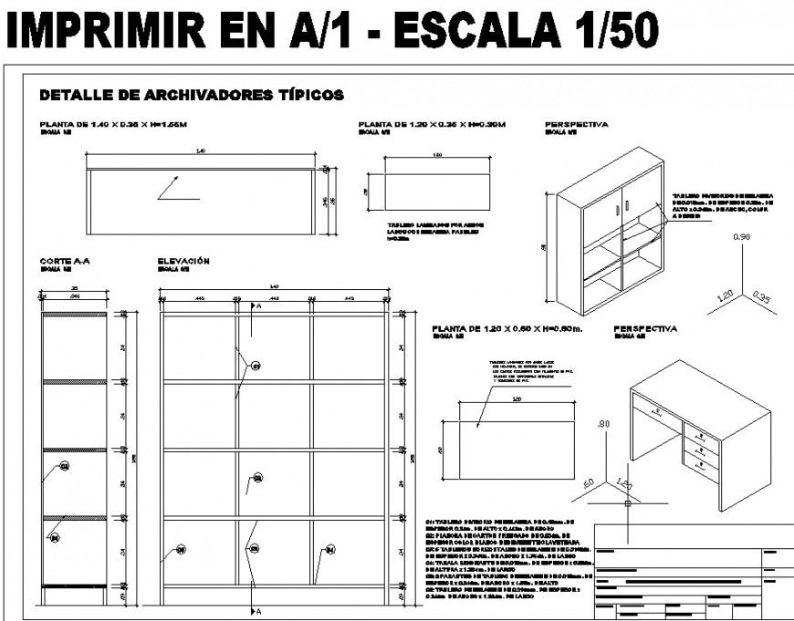 Wooden shelf and office table drawing in dwg file.