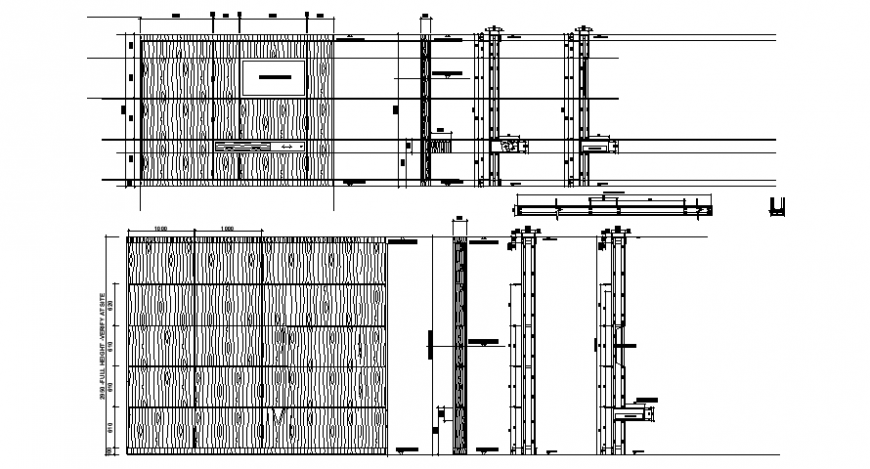 Wooden showcase furniture drawings 2d view autocad file