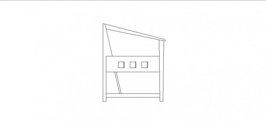 Wooden simple chair elevation block cad drawing details dwg file