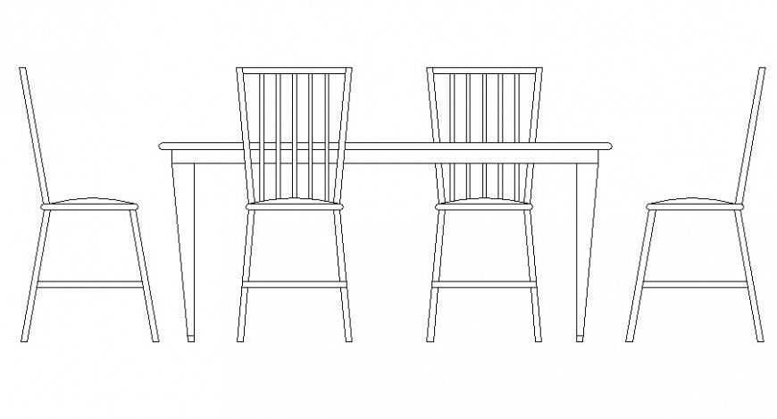 Wooden simple dining table elevation block cad drawing details dwg file