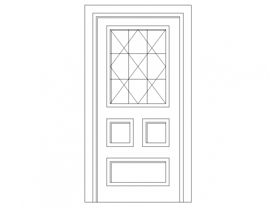 Wooden single door cad design dwg file