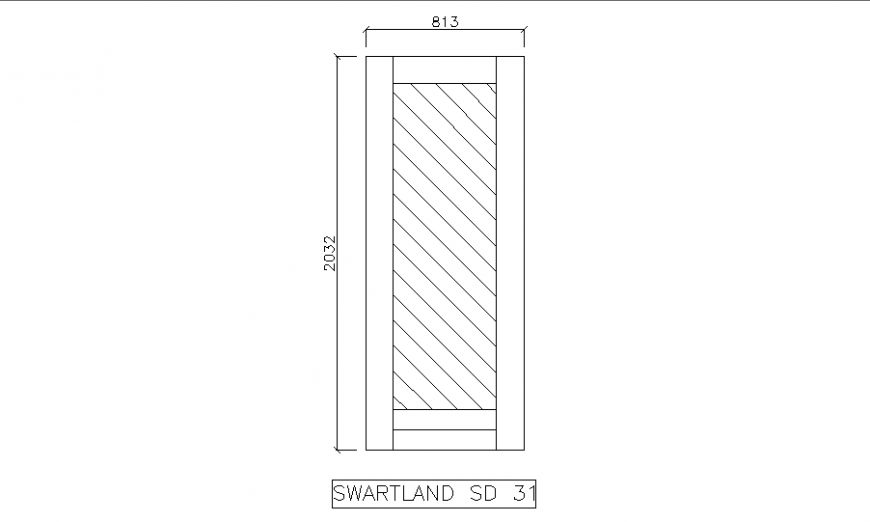 Wooden single door elevation cad drawing details dwg file