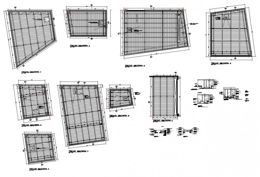 Wooden structure ceiling detail 2d view layout dwg file