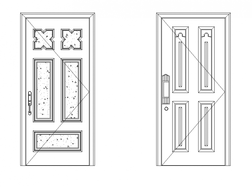 Wooden structure door detail elevation 2d view layout file