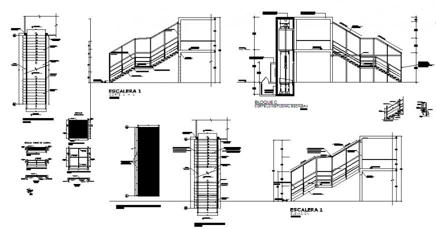 Wooden structure rest and stair detail of metal stair in auto cad file