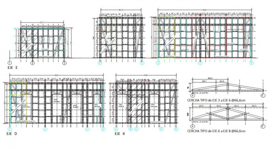 Wooden structure roof section and wall structure drawing details dwg file
