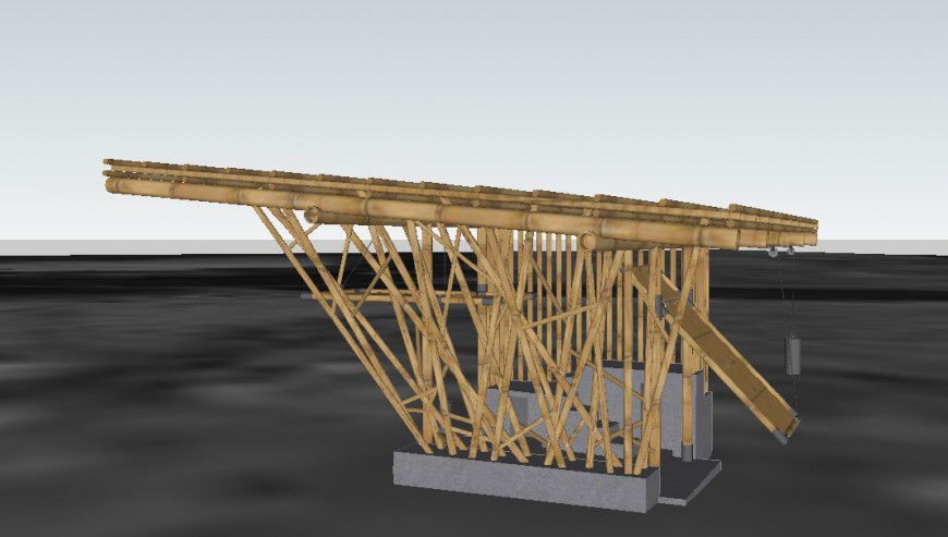 Wooden structured 3d shelter model cad drawing details skp file