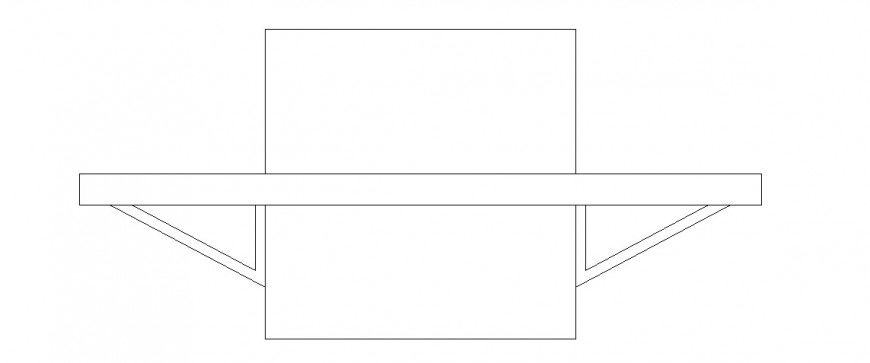 Wooden table down side elevation cad drawing details dwg file