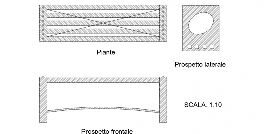 Wooden Table AutoCAD Drawing with 2D Top and Front View