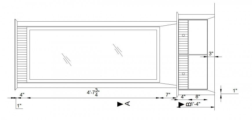 Wooden table with drawer top view elevation cad drawing details dwg file