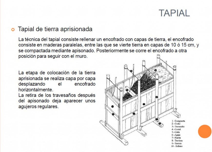 Wooden wall constructive detail drawing in PDF file.