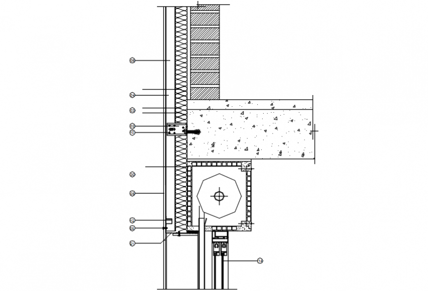 Wooden window frame and installation structure details dwg file