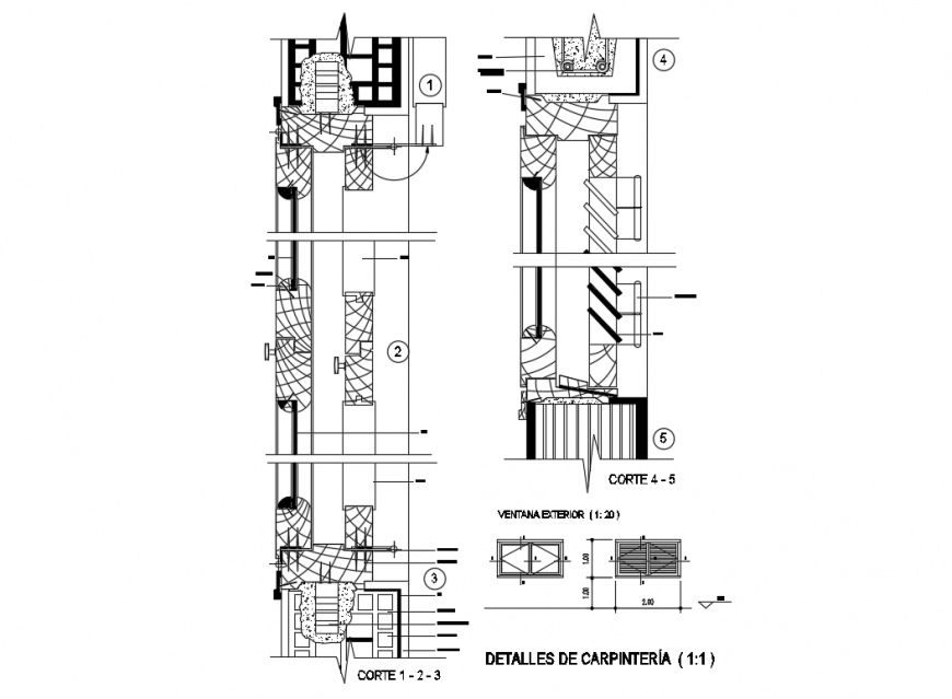 Wooden window installation details with blind cad drawing details dwg file