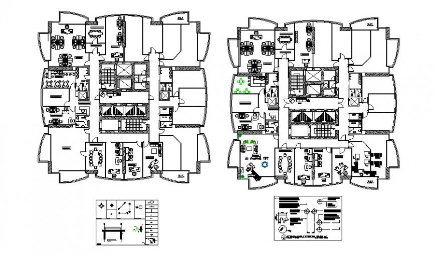 Work plan detail of office building units autocad file
