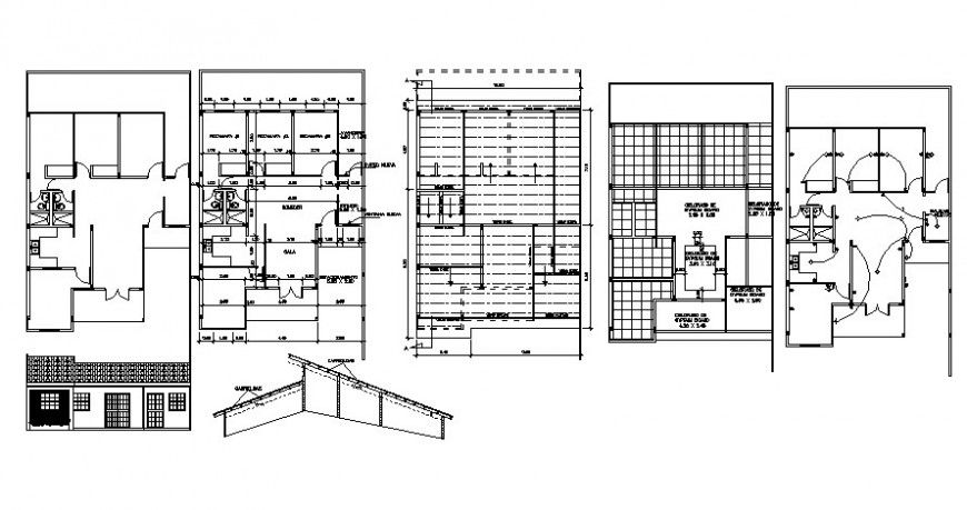 Work plan drawing of building with other details in autocad