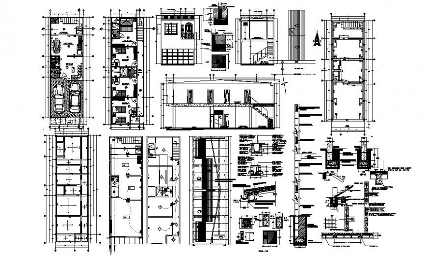 Work plan of Apartment with section drawing in autocad