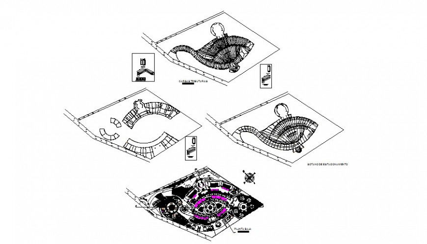 Work plan of shopping mall building layout autocad file