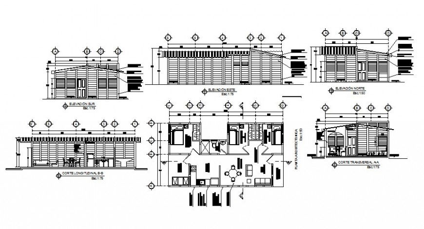 Work plan of the house along with elevation and section autocad file