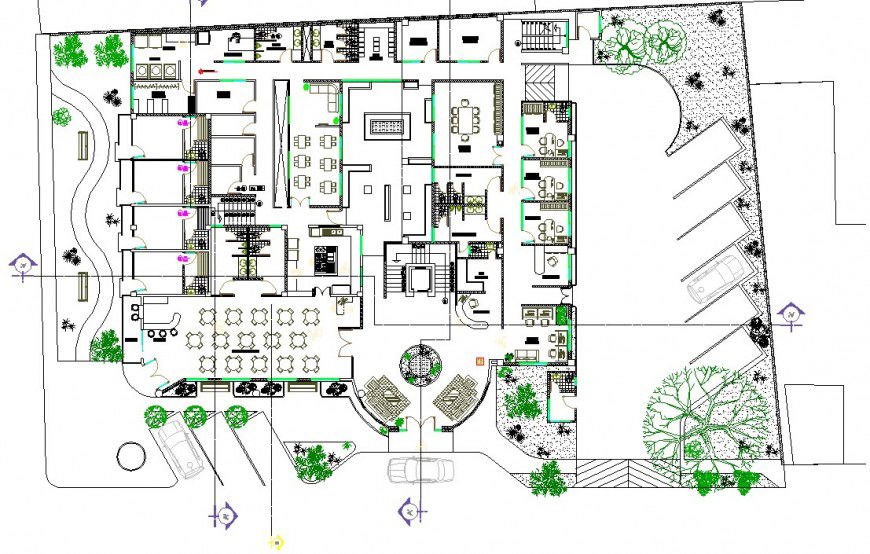 Working commercial business hub planning detail dwg file