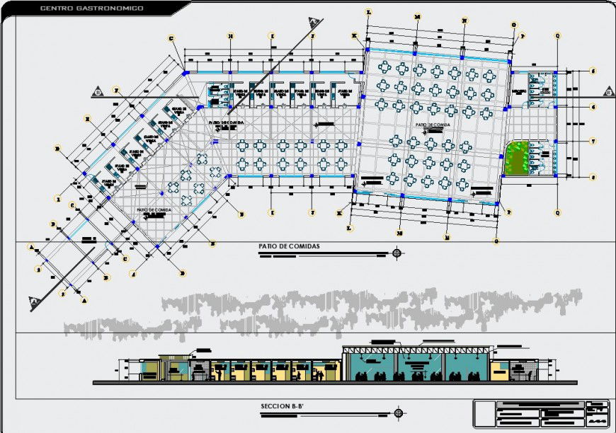 Working drawing of restaurant plan in dwg file.