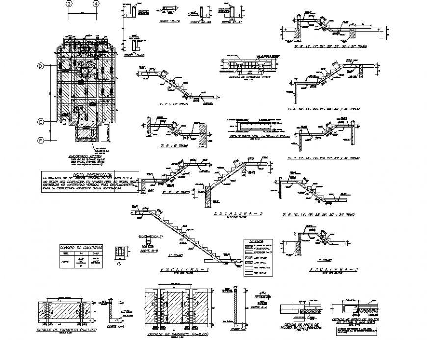 Working drawing of staircase.
