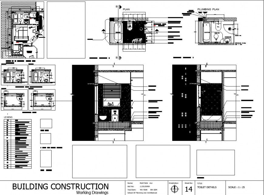 Working drawing of toilets in dwg file.