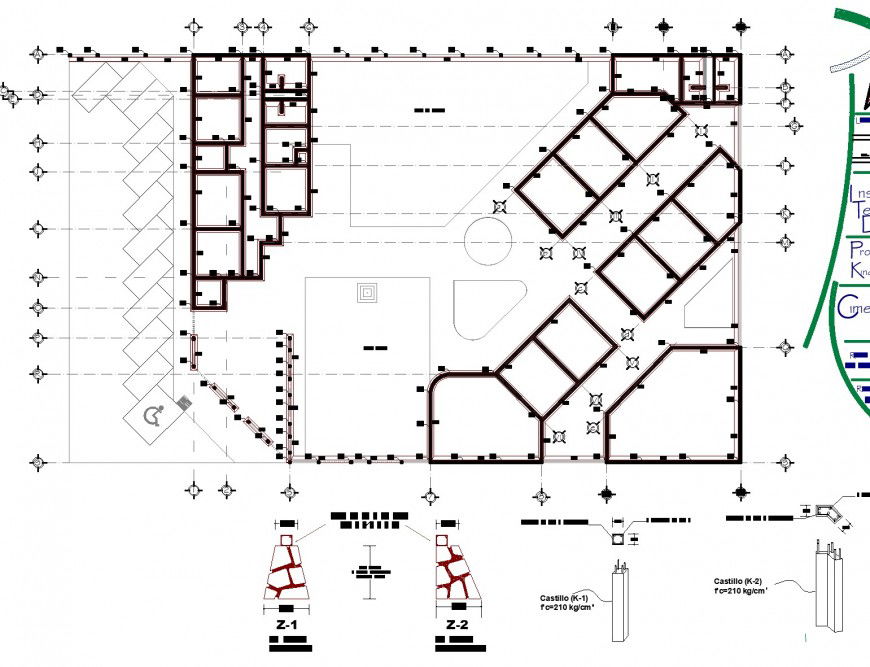 Working foundation plan and section detail dwg file