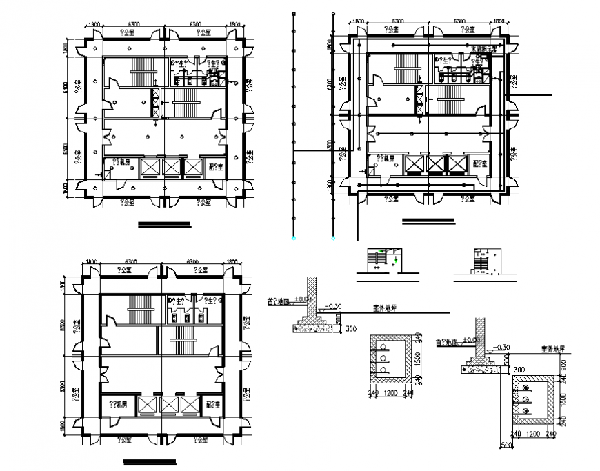 Working house plan and foundation section plan autocad file