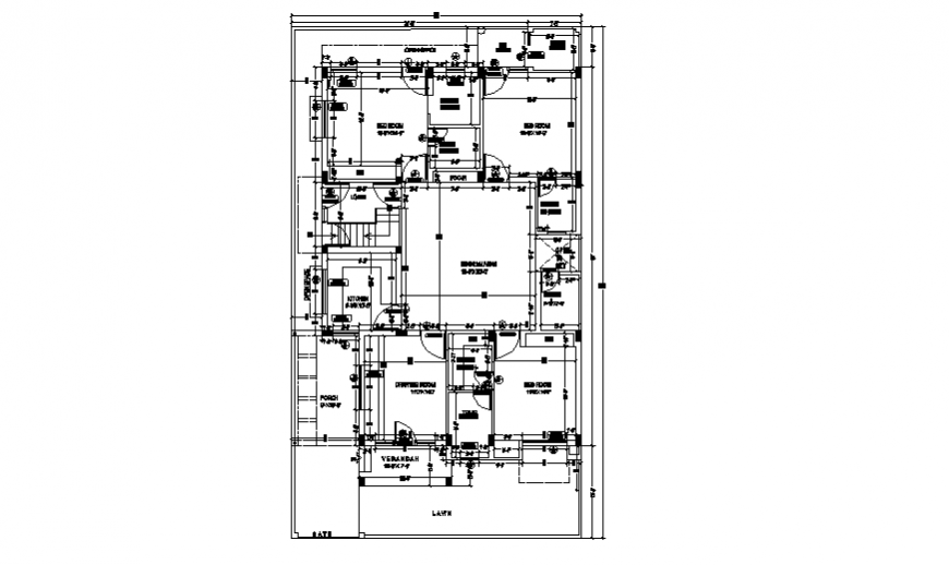 Working Layout plan detail design of proposed house design drawing