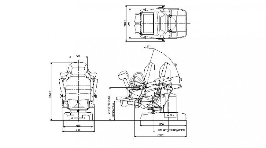 Working machine chair detail dwg file
