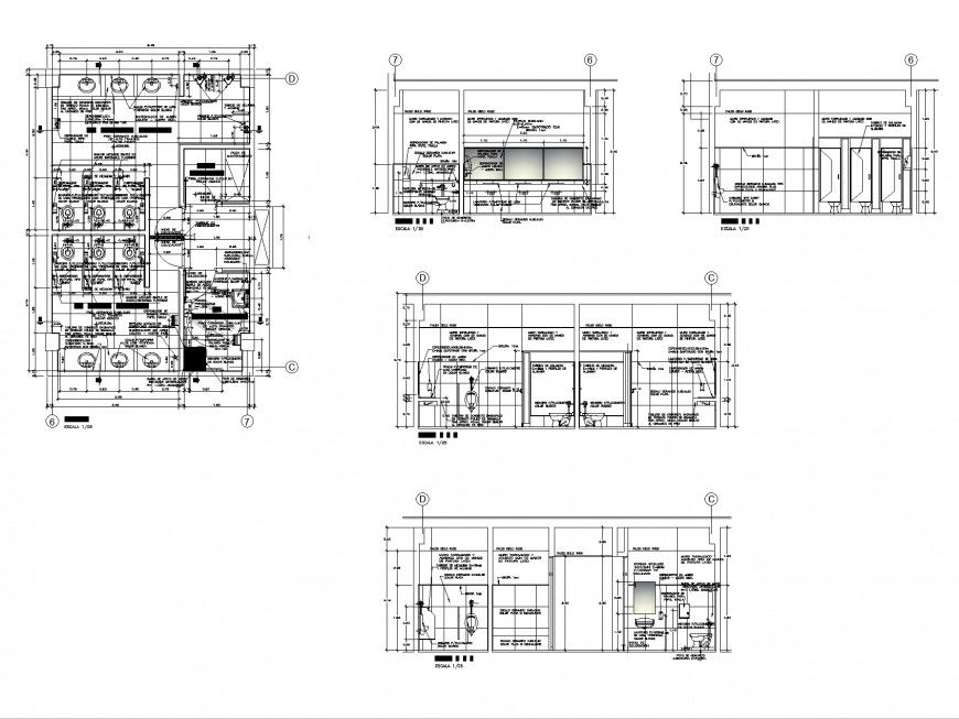 Working plan and section toilet autocad file