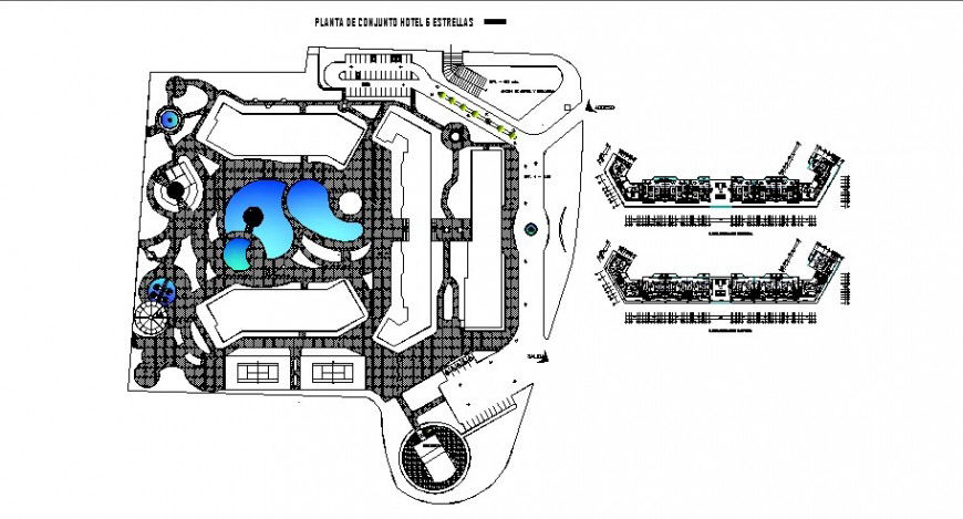 Working plan of Hotel building and elevation drawing in autocad