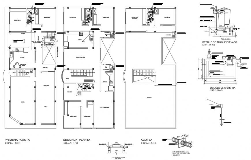 Working plan of residential house 2d view dwg file