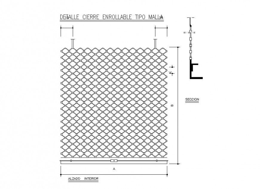 Wound enclosed type mesh section cad drawing details dwg file