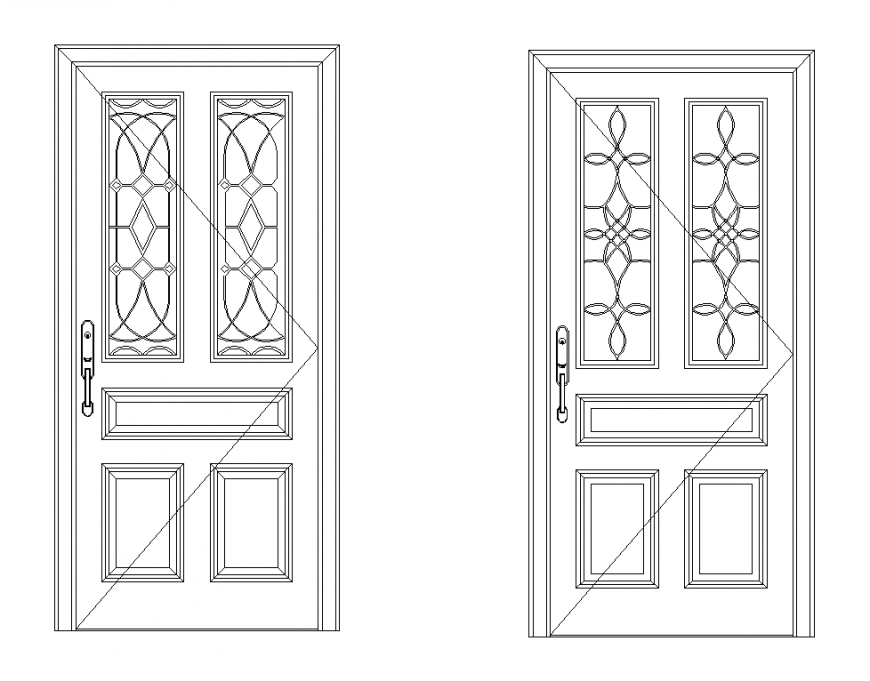 Wrought iron door CAD blocks elevation 2d view layout autocad file