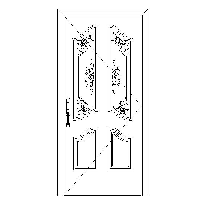 Wrought iron pattern door CAD blocks detail elevation layout file