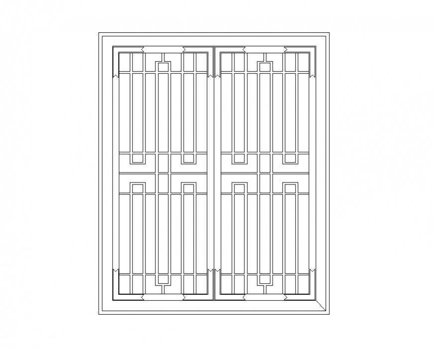Wrought iron window detail elevation 2d view layout autocad file