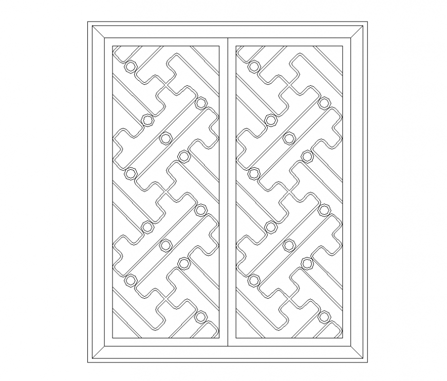 Wrought iron window detail elevation autocad file