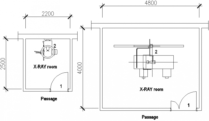 X-ray room plan details of medical hospital dwg file