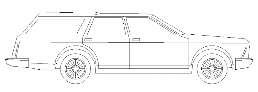 XUV car side elevation design cad block details dwg file