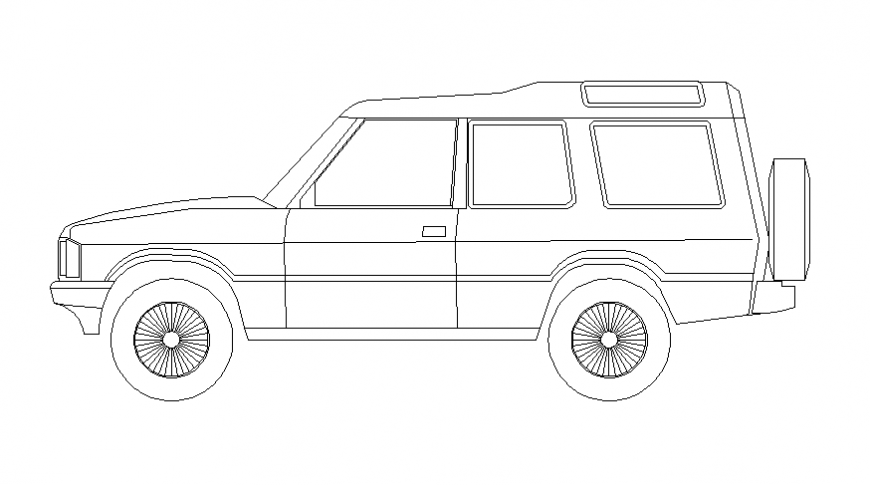 XUV car side elevation view cad block details dwg file
