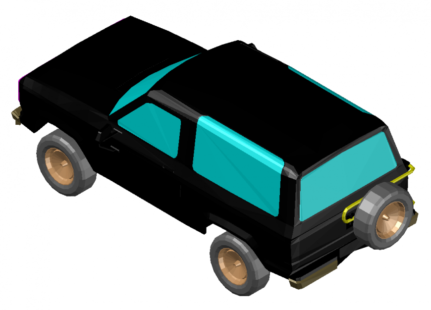 XUV car top view 3d elevation cad block details dwg file